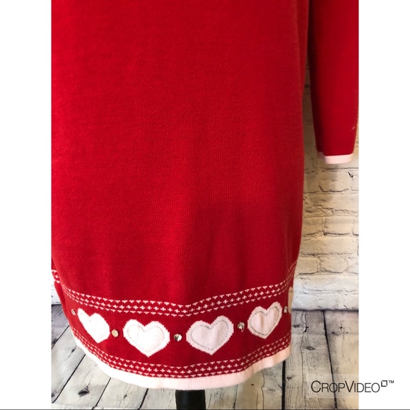 DONATE 1/28 ‼️Heartstrings red sweater dress,14/16 - Picture 3 of 7